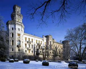 Pałac Hluboká w zimowej aurze